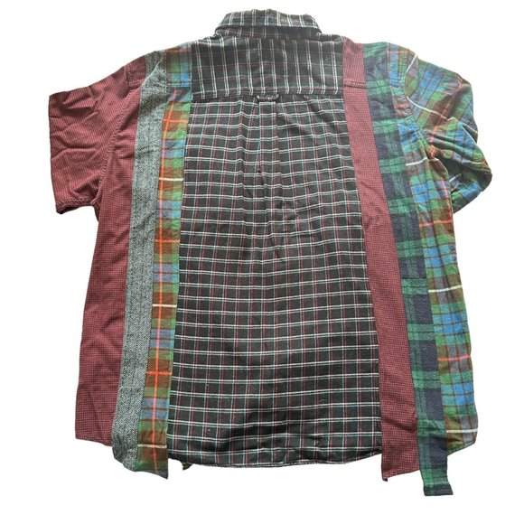 Custom Rebuilt Flannel Shirt OOAK Cotton Plaid One Size Inset Colorblock ROXBURY - Picture 3 of 6